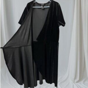 New Forever 21 Black Velvet Wrap Dress – Short Sleeve Tie Waist